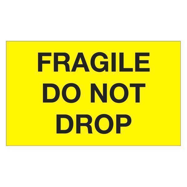 Tape Logic® Labels, "Fragile - Do Not Drop", 3" x 5", Fluorescent Yellow, 500/Roll