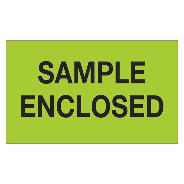 Tape Logic® Labels, "Sample Enclosed", 3" x 5", Fluorescent Green, 500/Roll