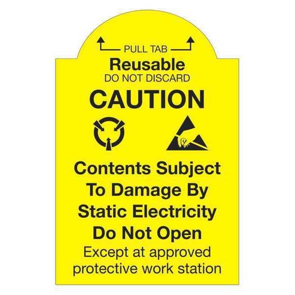 Tape Logic® Labels, "Pull Tab Reusable - Do Not Discard", 2" x 3", Yellow/Black, 500/Roll