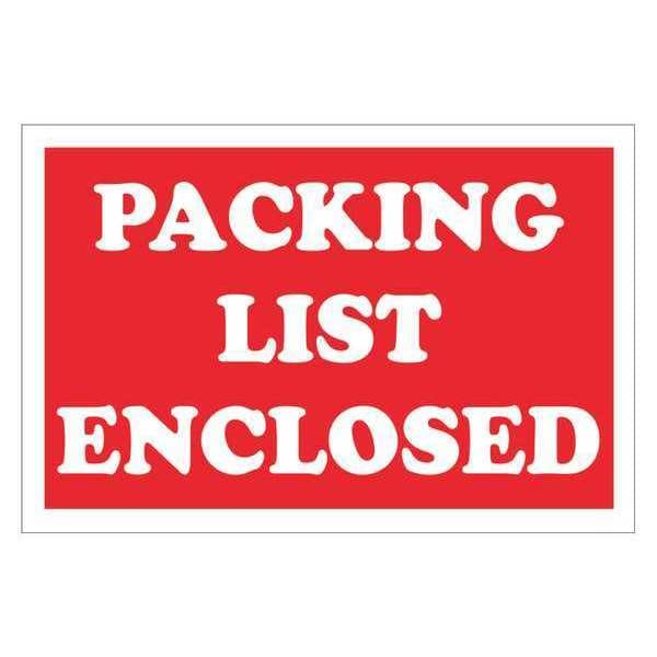 Tape Logic® Labels, "Packing List Enclosed", 2" x 3", Red/White, 500/Roll