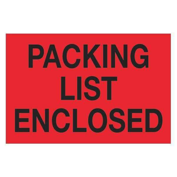 Tape Logic® Labels, "Packing List Enclosed", 2" x 3", Fluorescent Red, 500/Roll