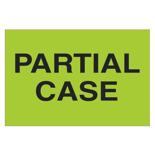 Tape Logic® Labels, "Partial Case", 2" x 3", Fluorescent Green, 500/Roll