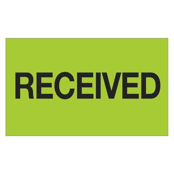 Tape Logic® Labels, "Received", 3" x 5", Fluorescent Green, 500/Roll