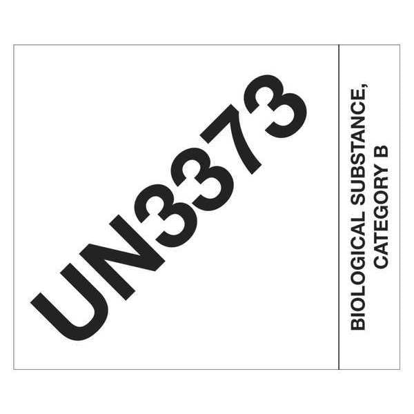 Tape Logic® Labels, "UN3373 Biological Substance Category B", 4" x 4 3/4", Black/White, 500/Roll