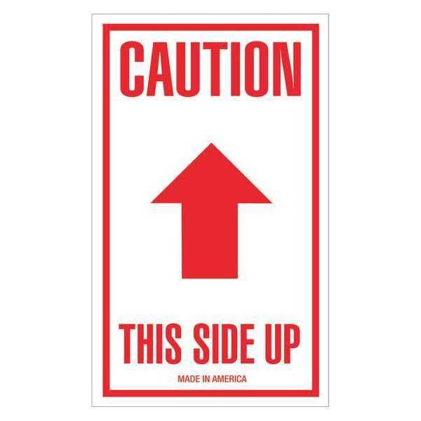 Tape Logic® Labels, "Caution - This Side Up", Arrow, 3" x 5", Red/White, 500/Roll