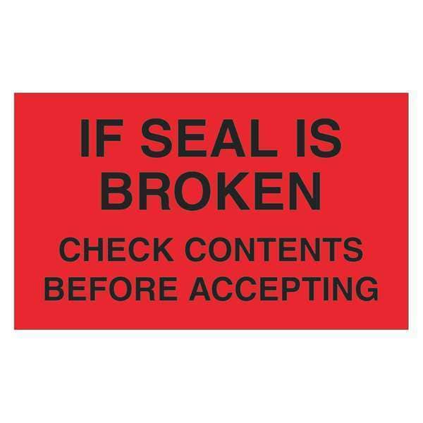 Tape Logic® Labels, "Check Contents Before Accepting", 3" x 5", Fluorescent Red, 500/Roll