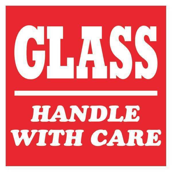 Tape Logic® Labels, "Glass - Handle with Care", 3" x 4", Red/White, 500/Roll