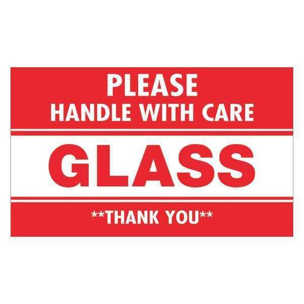 Tape Logic® Labels, "Glass - Please Handle With Care", 3" x 5", Red/White, 500/Roll