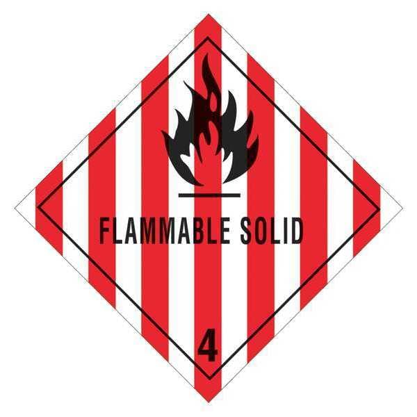 Tape Logic® Labels, "Flammable Solid - 4", 4" x 4", Red/White/Black, 500/Roll