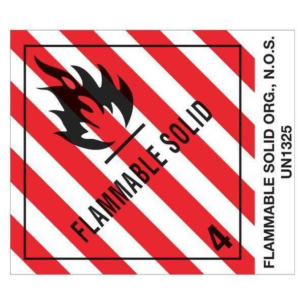 Tape Logic® Labels, "Flammable Solids, N.O.S.", 4" x 4 3/4", Red/White/Black, 500/Roll