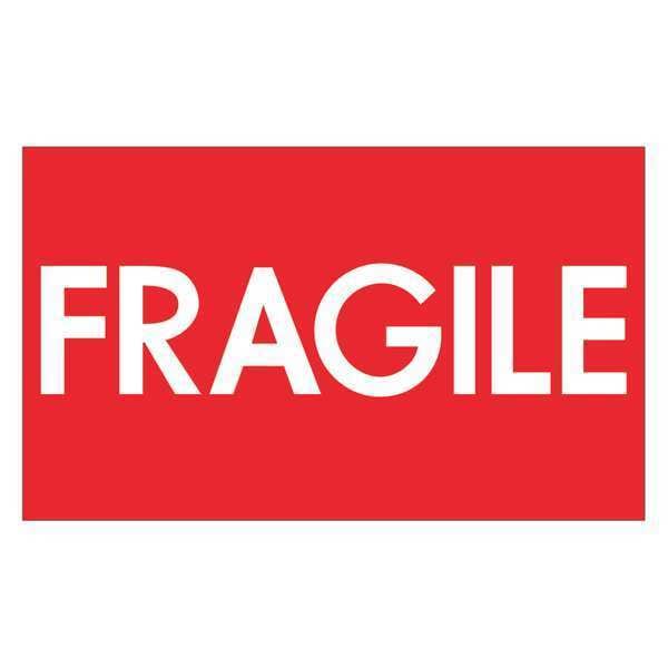 Tape Logic® Labels, "Fragile" (High Gloss), 3" x 5", Red/White, 500/Roll