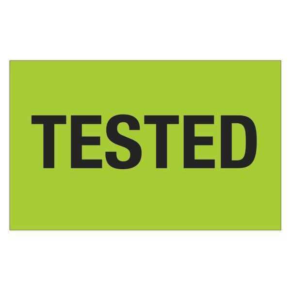 Tape Logic® Labels, "Tested", 1 1/4" x 2", Fluorescent Green, 500/Roll