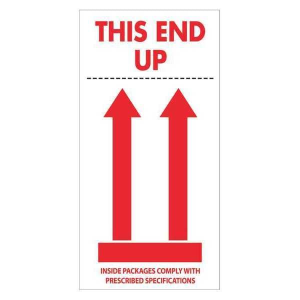 Tape Logic® Labels, "This End Up", 4" x 8", Red/White, 500/Roll