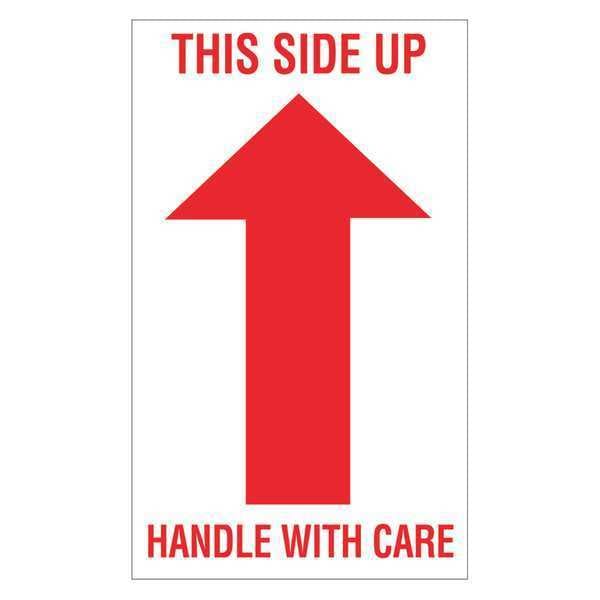 Tape Logic® Labels, "This Side Up - Handle with Care", 3" x 5", Red/White, 500/Roll