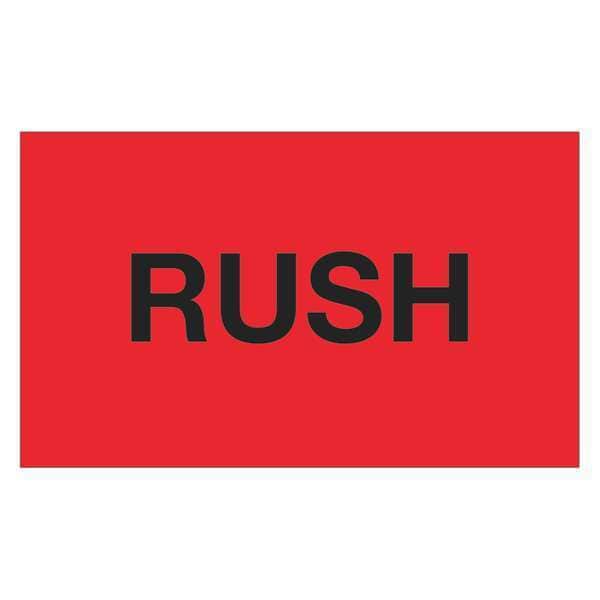 Tape Logic® Labels, "Rush", 3" x 5", Fluorescent Red, 500/Roll