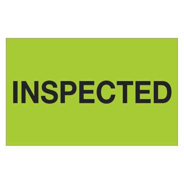Tape Logic® Labels, "Inspected", 1 1/4" x 2", Fluorescent Green, 500/Roll