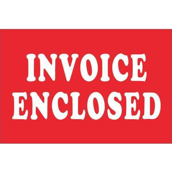 Tape Logic® Labels, "Invoice Enclosed", 2" x 3", Red/White, 500/Roll