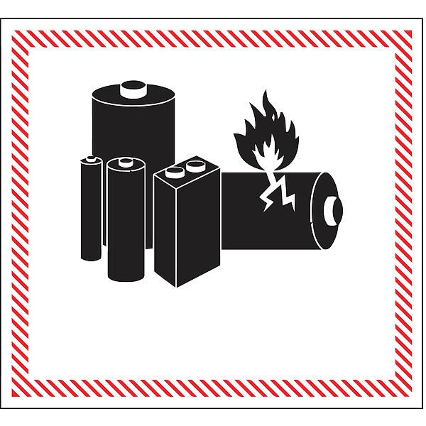 Tape Logic® Labels, "Caution - Lithium Battery Handling", 4 5/8" x 5", Black/White/Red, 500/Roll