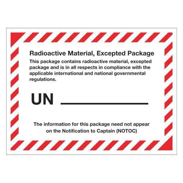 Tape Logic® Labels, "Radioactive Material, Excepted Package", 4 3/8" x 3 1/4", Blue/White, 500/Roll