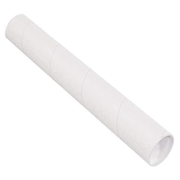 Mailing Tubes with Caps, 3" x 12", White, 24/Case