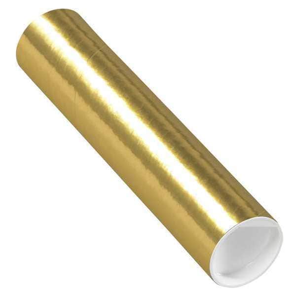 Mailing Tubes with Caps, 2" x 9", Gold, 50/Case