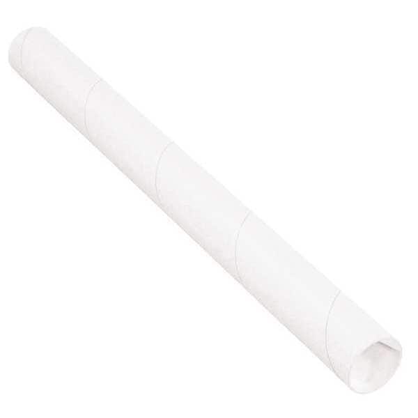 Mailing Tubes with Caps, 2" x 15", White, 50/Case