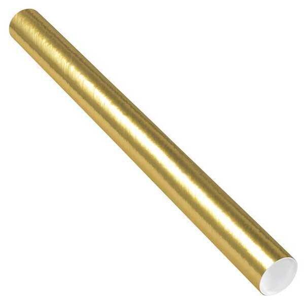 Mailing Tubes with Caps, 3" x 36", Gold, 24/Case