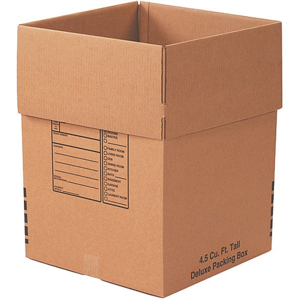Deluxe Packing Boxes, 18" x 18" x 24", Kraft, 6/Bundle
