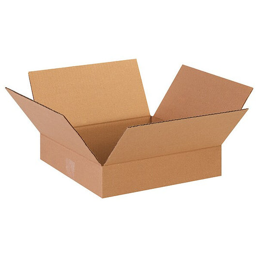 Flat Corrugated Boxes, 13" x 13" x 3", Kraft, 25/Bundle