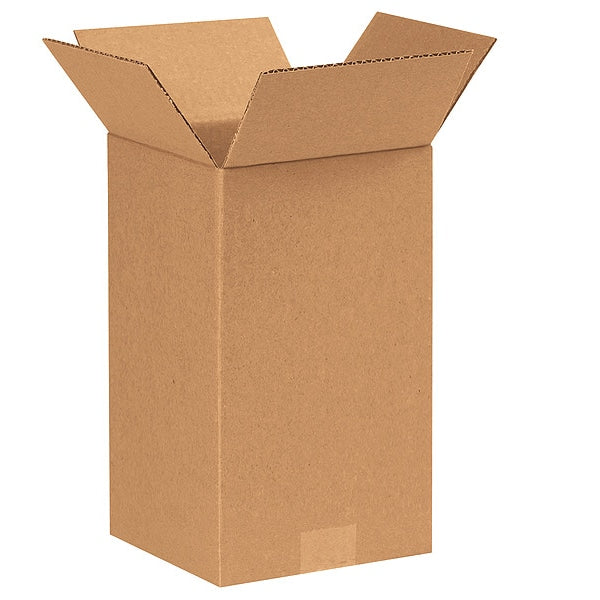 Tall Corrugated Boxes, 7" x 7" x 14", Kraft, 25/Bundle