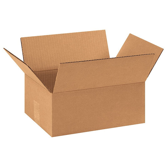 Flat Corrugated Boxes, 11 1/4" x 8 3/4" x 4", Kraft, 25/Bundle