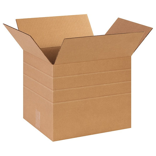 Multi-Depth Corrugated Boxes, 14" x 12" x 12", Kraft, 25/Bundle