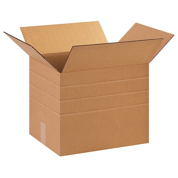 Multi-Depth Corrugated Boxes, 15" x 12" x 12", Kraft, 25/Bundle