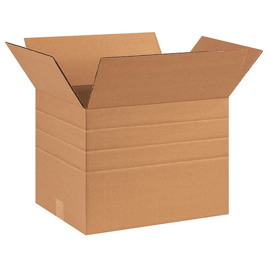 Multi-Depth Corrugated Boxes, 16" x 12" x 12", Kraft, 25/Bundle