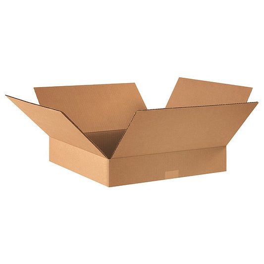 Flat Corrugated Boxes, 16" x 16" x 3", Kraft, 25/Bundle