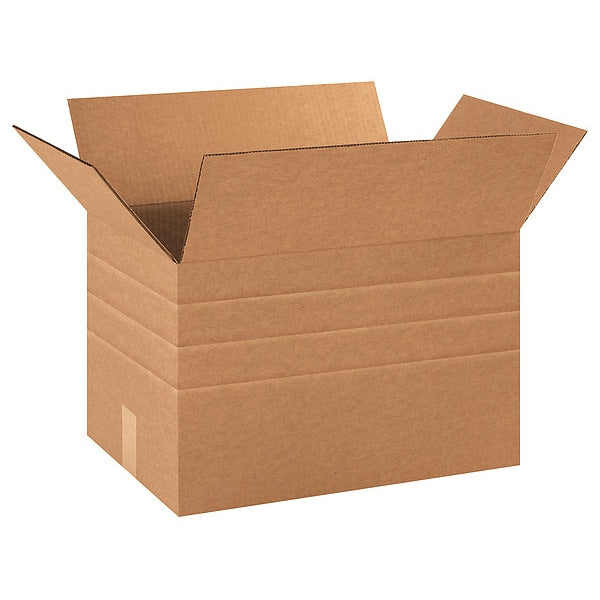 Multi-Depth Corrugated Boxes, 18" x 12" x 12", Kraft, 25/Bundle