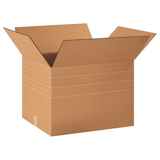 Multi-Depth Corrugated Boxes, 18" x 14" x 12", Kraft, 25/Bundle