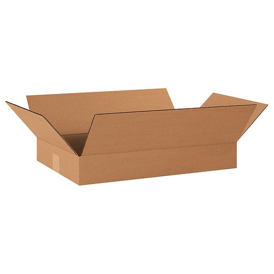 Flat Corrugated Boxes, 20" x 12" x 3", Kraft, 25/Bundle