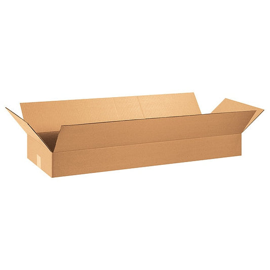 Flat Corrugated Boxes, 36" x 12" x 4", Kraft, 20/Bundle