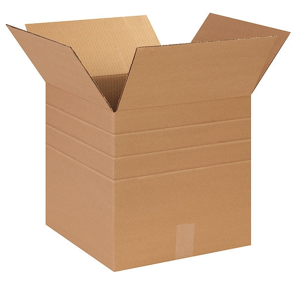 Multi-Depth Corrugated Boxes, 14" x 14" x 14", Kraft, 25/Bundle