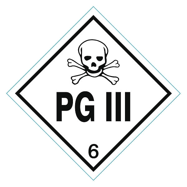 DOT Label PG III 4", Black/White, Pk250