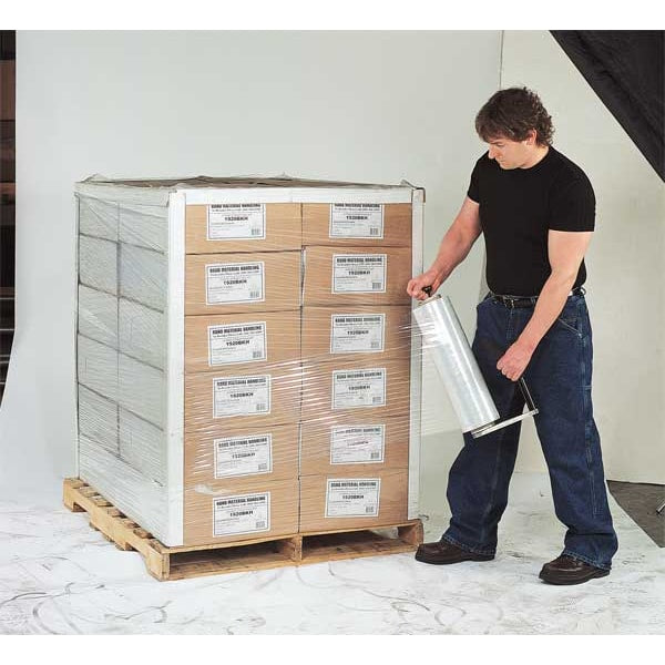 Hand Stretch Wrap, 12 in W x 1500 ft L, 70 ga, Cast Style, Clear, Standard Duty