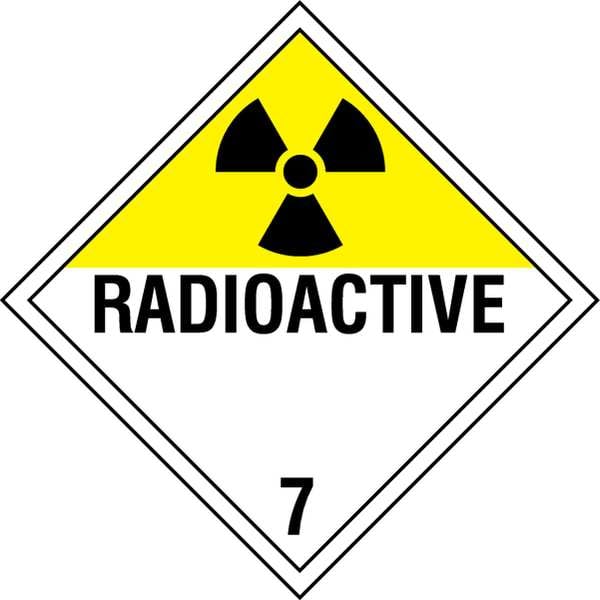 DOT Placard, Radioactive, 10-3/4x10-3/4 in, Plastic