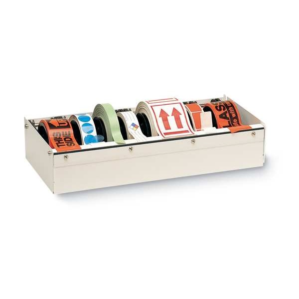 Tabletop Tape Dispenser, 6 in Tape Core Dia, Acrylic, White