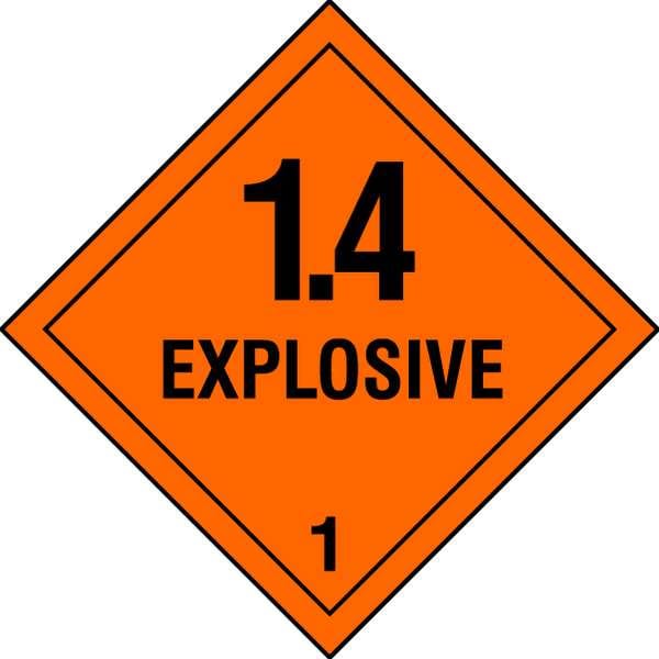 1.6 Explosive DOT Label, Class 1, Black/Orange, Pk500