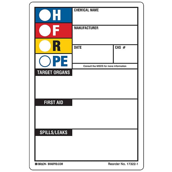 Rectangle HMIG Label 5-7/8"H x 4"W, Multicolor, Pk250
