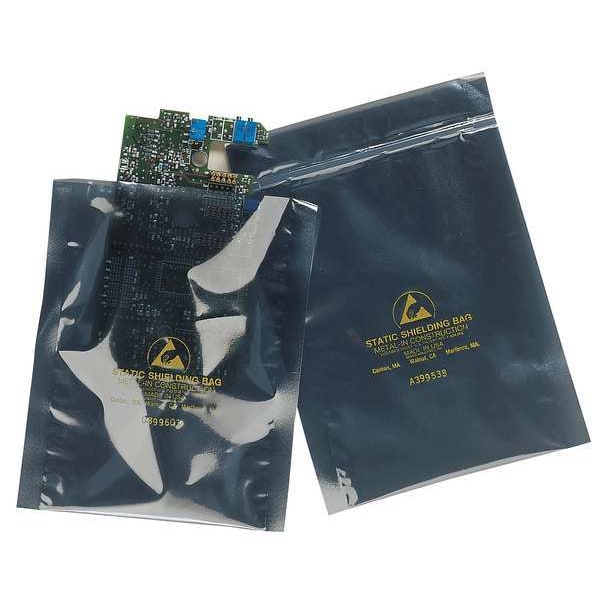 Reclosable Poly Bag, Zip Seal, 6 in L, 4 in W, 0.003 in Thick, Low Density Polyethylene (LDPE)