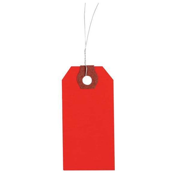 2-7/8" x 5-3/4" Red Paper Wire Tag, Includes 12" Wire, Pk1000