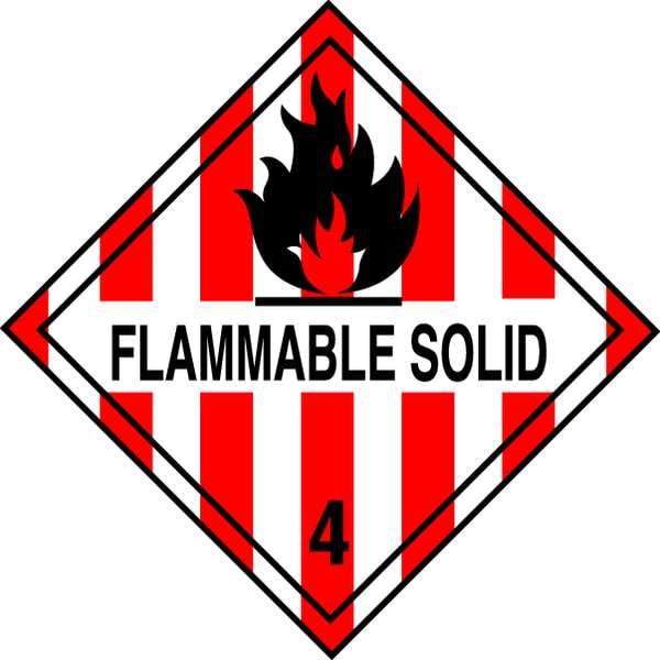 4" x 4" Adhesive Back Shipping Labels, Flammable Solid, Pk50