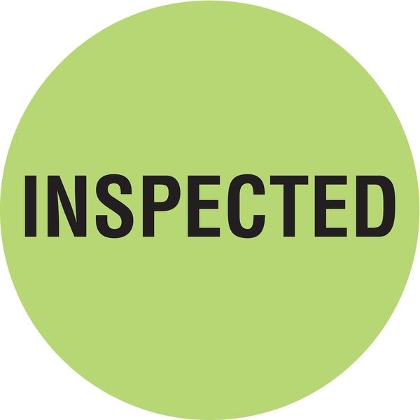 Circle Inventory Control Label, Inspected, Green, Pk1000